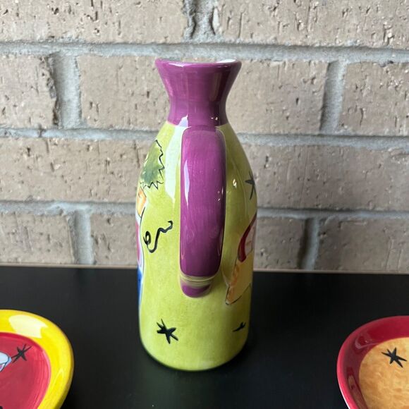 Jennifer Brinley Certified International Cheese/Wine Small Pitcher  Snack Plates - Picture 11 of 16